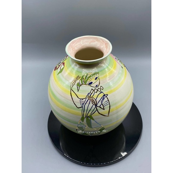 Harlequin Clown Court Jester Hand Painted Ceramic Vase 1970s Ceramic Decor - Picture 4 of 9